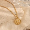 Hollowed-out circular four-leaf clover pendant with diamonds, snake bone chain, stainless steel lucky symbol, simple and versatile decorative necklace for daily commuting as a gift Specification image
